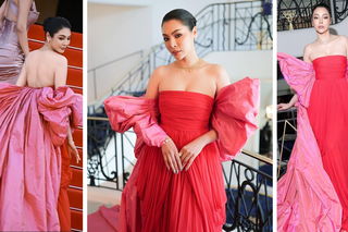 Faye Peraya conquistó Cannes 2025 con un look de alto impacto: rojo pasión, volúmenes dramáticos y joyería exquisita firmada por Boucheron